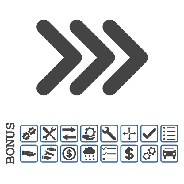 Drievoudige pijlpunt rechts platte Vector Icon met Bonus — Stockvector