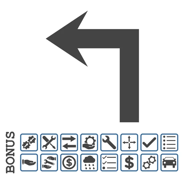 Turn Left Flat Vector Icon With Bonus — Stock Vector