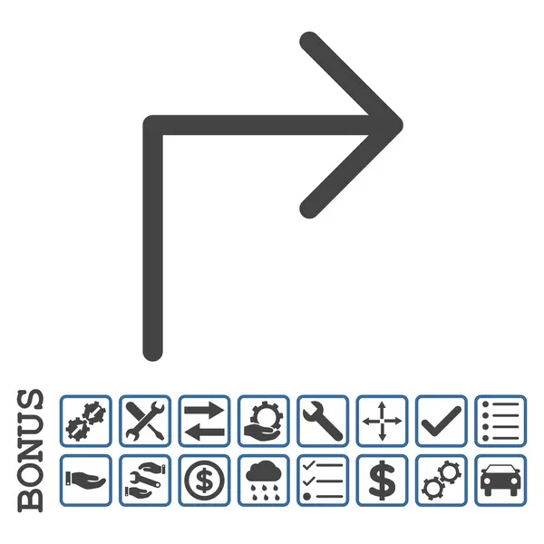 Turn Right Flat Vector Icon With Bonus — Stock Vector