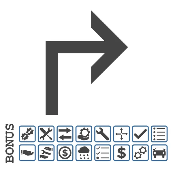 Rechts abbiegen flaches Vektorsymbol mit Bonus — Stockvektor