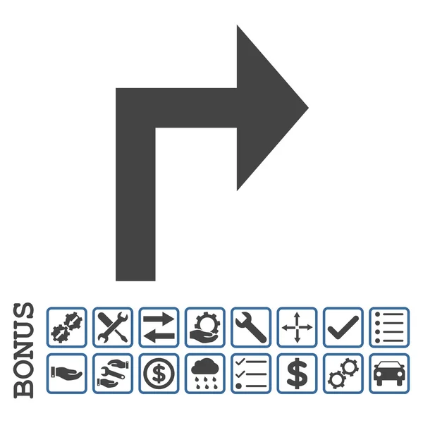 Rechts abbiegen flaches Vektorsymbol mit Bonus — Stockvektor