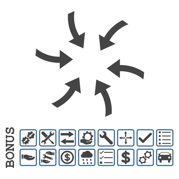 Icône vectorielle plate de flèches de tourbillon avec le boni — Image vectorielle