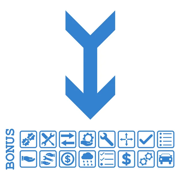 Seta para baixo ícone vetorial plana com bônus — Vetor de Stock