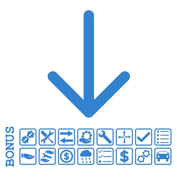 Flecha abajo plana Vector icono con bonificación — Archivo Imágenes Vectoriales