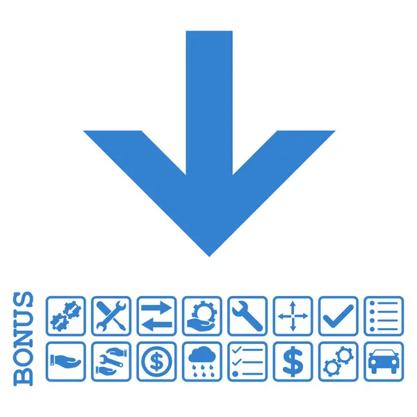 Pfeil nach unten flaches Vektorsymbol mit Bonus — Stockvektor