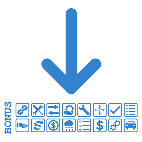 Pfeil nach unten flaches Vektorsymbol mit Bonus — Stockvektor