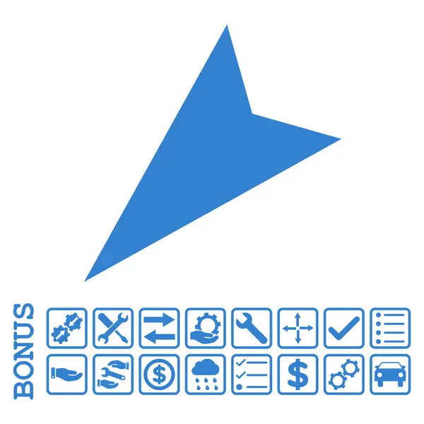 Arrowhead Left-Down Flat Vector Icon With Bonus — Stock Vector