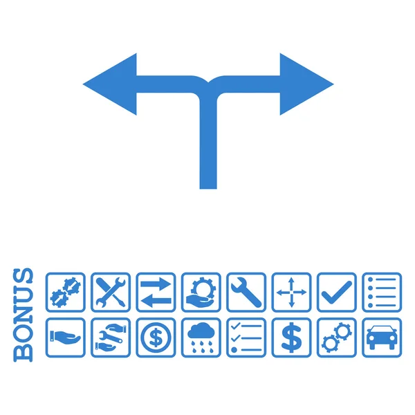 Bifurcação setas esquerda direita vetor plano ícone com bônus — Vetor de Stock