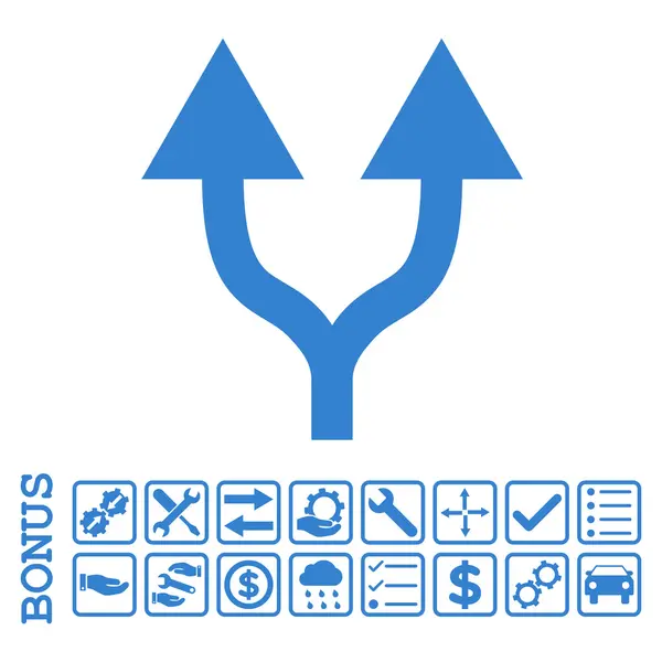 Dividir las flechas hacia arriba plano Vector icono con bono — Archivo Imágenes Vectoriales