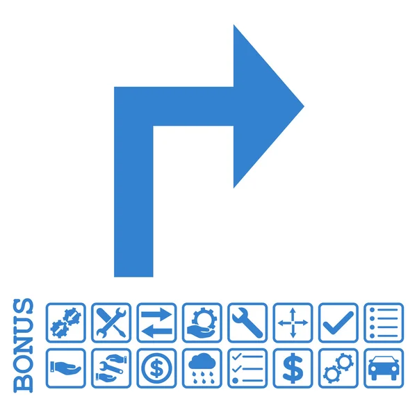 Zahněte doprava ploché vektorové ikony s bonusem — Stockový vektor