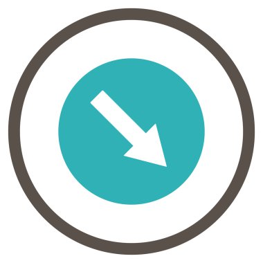 Aşağı doğru yuvarlak ok düz vektör simgesi