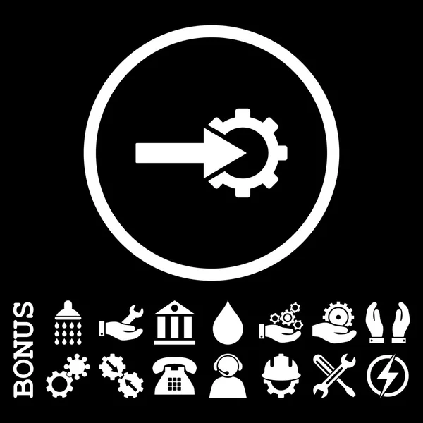 Icône vectorielle arrondie plate d'intégration de rouage avec le boni — Image vectorielle