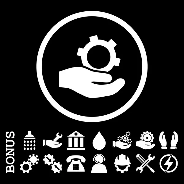 Icono de Vector Redondeado Plano de Servicio de Ingeniería con Bonus — Vector de stock