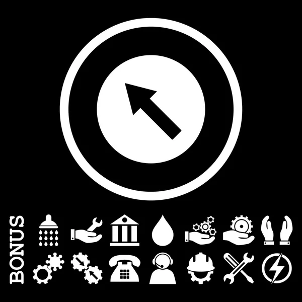 Nahoru-šipka zaoblený plochý kulatý Vektorové ikonu s bonusem — Stockový vektor