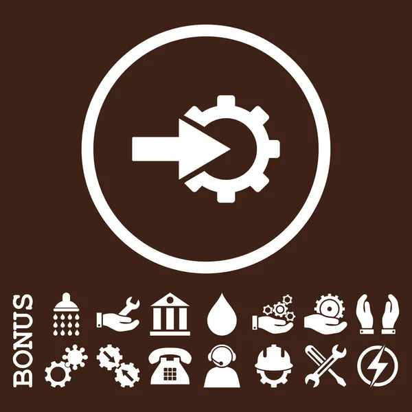 Cog Integration Flat Rounded Vector Icon cu bonus — Vector de stoc