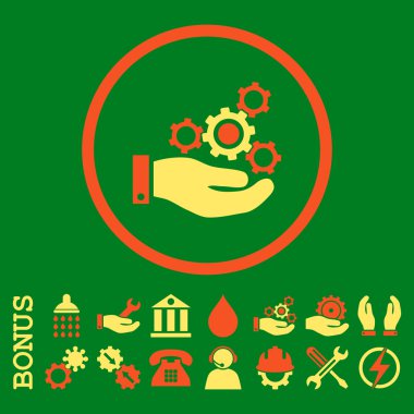 Bonus ile mekanik hizmet düz yuvarlak vektör simgesi