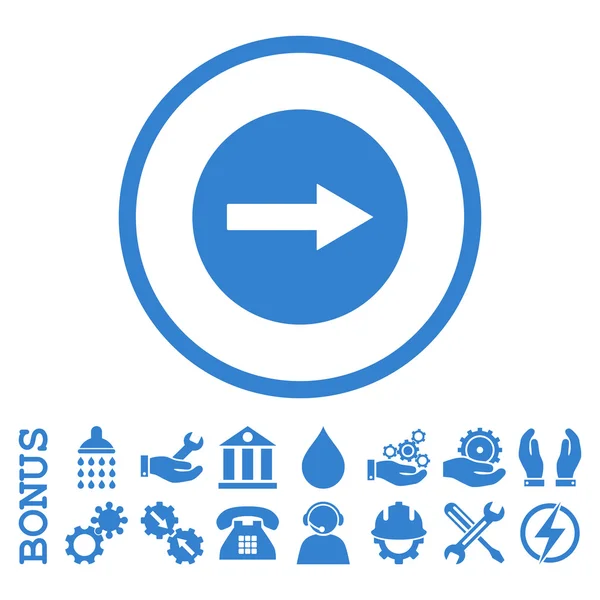 Flecha Redonda Derecha Icono de Vector Redondeado Plano con Bono — Vector de stock