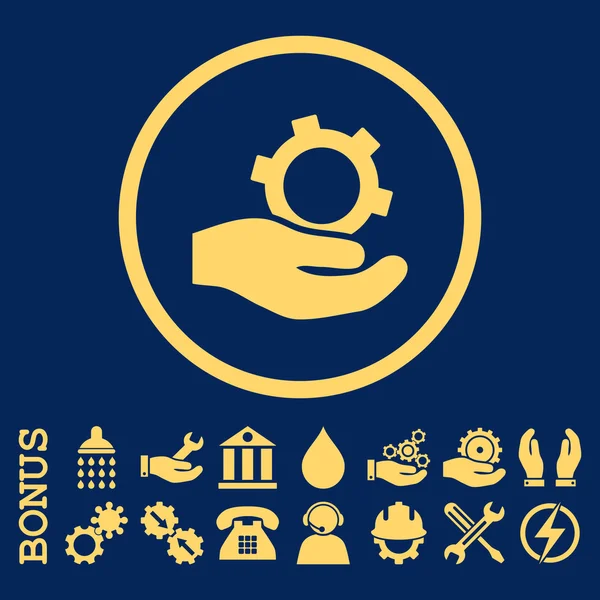 Icono de Vector Redondeado Plano de Servicio de Ingeniería con Bonus — Vector de stock
