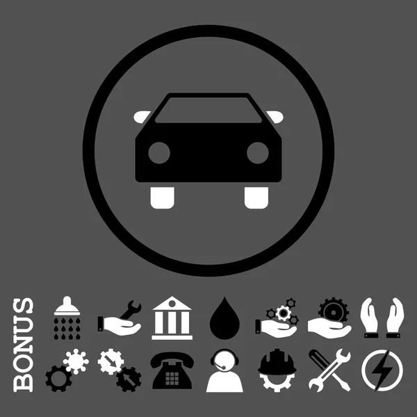 Auto ploché zaoblené vektorové ikony s bonusem — Stockový vektor