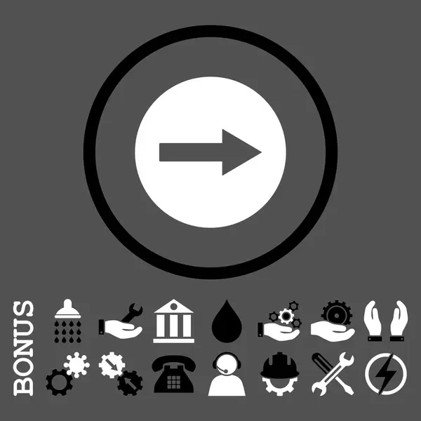 Flecha Redonda Derecha Icono de Vector Redondeado Plano con Bono — Vector de stock