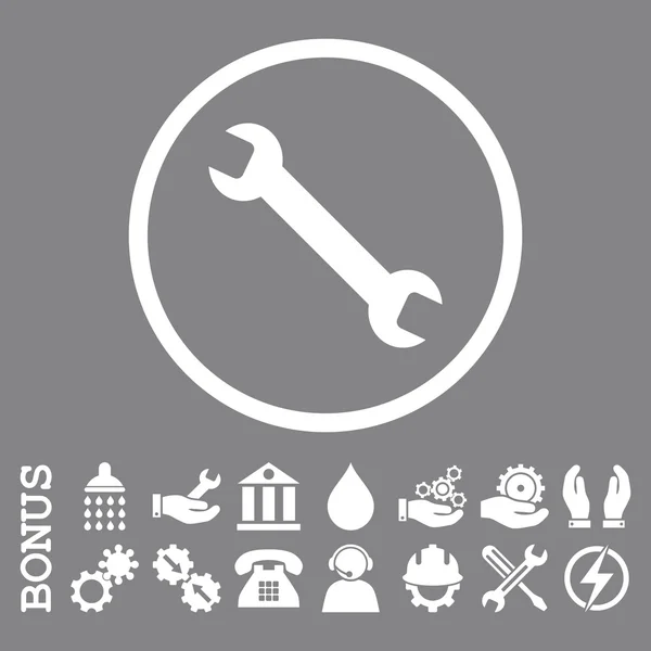 Klíč plochý kulatý vektorové ikony s bonusem — Stockový vektor