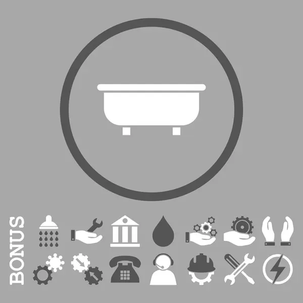 Bañera plana redondeada Vector icono con bono — Archivo Imágenes Vectoriales