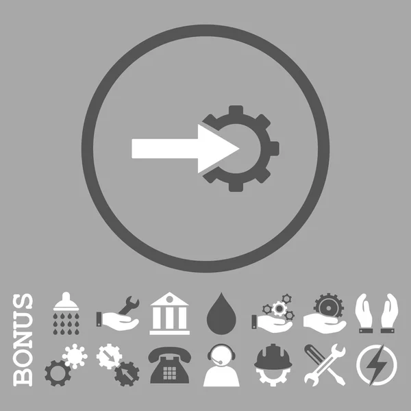 Icône vectorielle arrondie plate d'intégration de rouage avec le boni — Image vectorielle