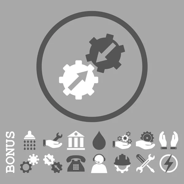 Gear integráció sima lekerekített Vector Icon bónusz — Stock Vector