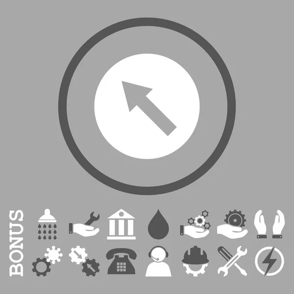 Flecha Redonda Arriba-Izquierda Icono Vector Redondeado Plano con Bono — Archivo Imágenes Vectoriales