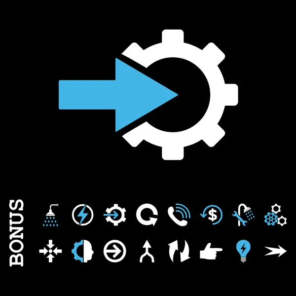 Rädchen Integration flache Vektor-Symbol mit Bonus — Stockvektor