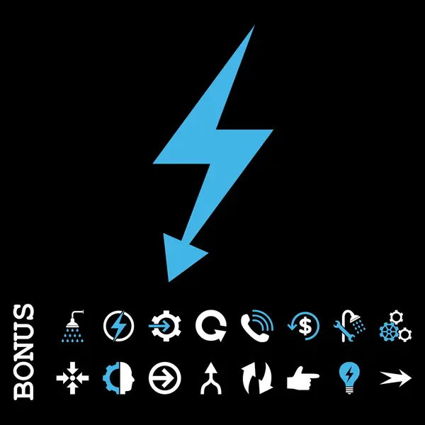 Strike elektryczny płaski wektor ikona z Bonus — Wektor stockowy