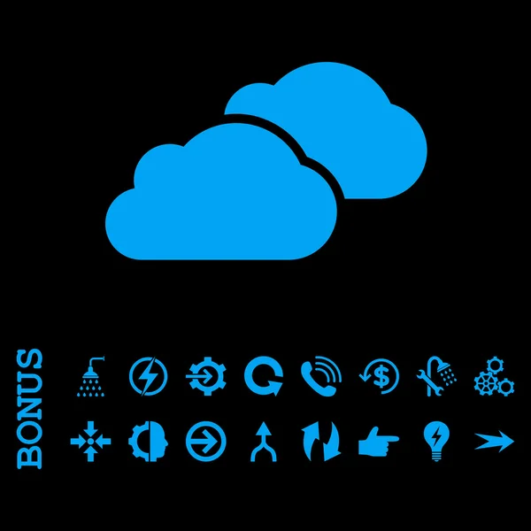 Nubes plana Vector Icono Con Bono — Archivo Imágenes Vectoriales