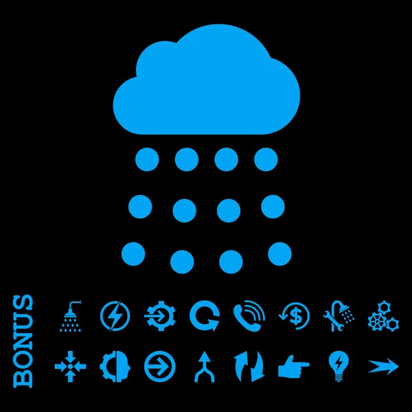 Nube de lluvia plana Vector icono con bono — Archivo Imágenes Vectoriales