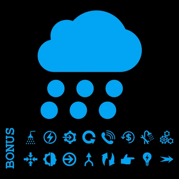 Regen Wolke flache Vektor-Symbol mit Bonus — Stockvektor