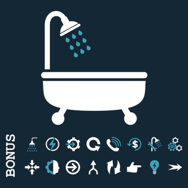 Bonus ile duş banyo düz vektör simgesi