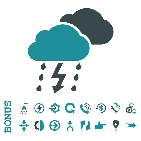 Thunderstorm Flat Vector Icon With Bonus