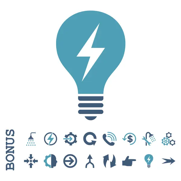 Elektryczna bulwa płaskie wektor ikona z Bonus — Wektor stockowy