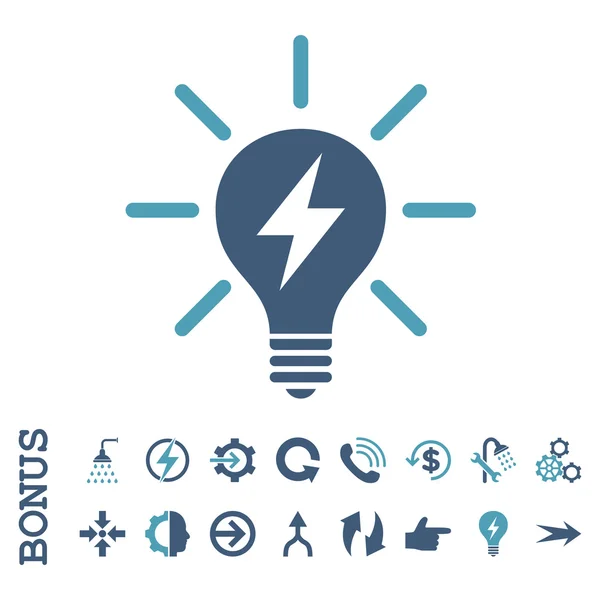 Elektryczne światło żarówka płaskie wektor ikona z Bonus — Wektor stockowy
