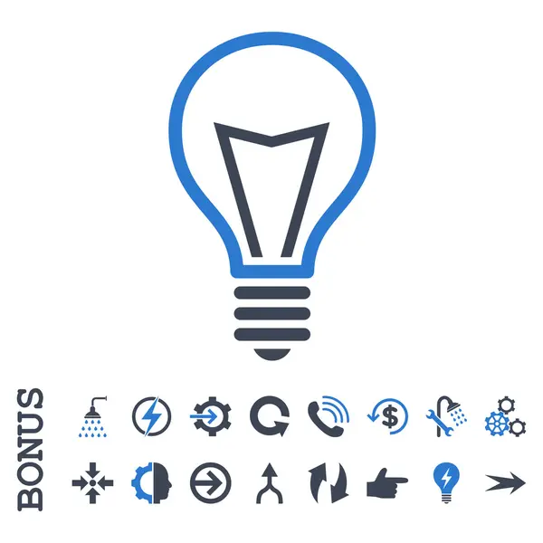 Lampa żarówki płaskie wektor ikona z Bonus — Wektor stockowy