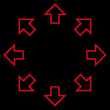 Radyal okları anahat vektör simgesi