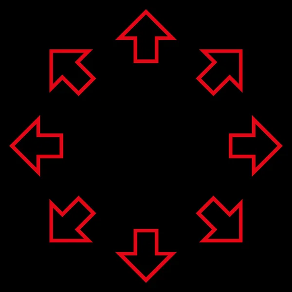 Flèches radiales contour Icône vectorielle — Image vectorielle