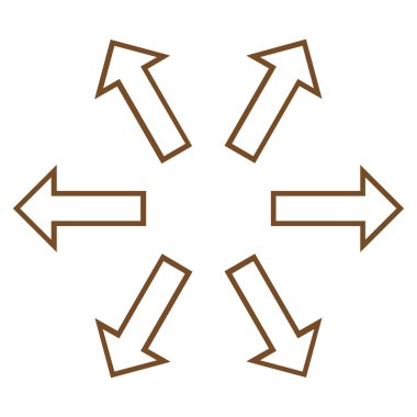 Radyal okları satırı vektör simgesi ince