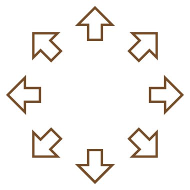 Radyal okları anahat vektör simgesi