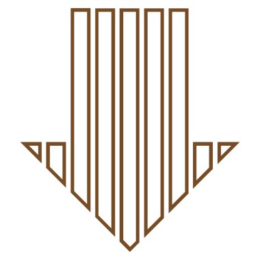 Anahat vektör simgesi aşağı çizgili ok