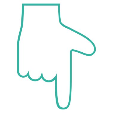 Kontur vektör simgesi aşağı el işaretçisi