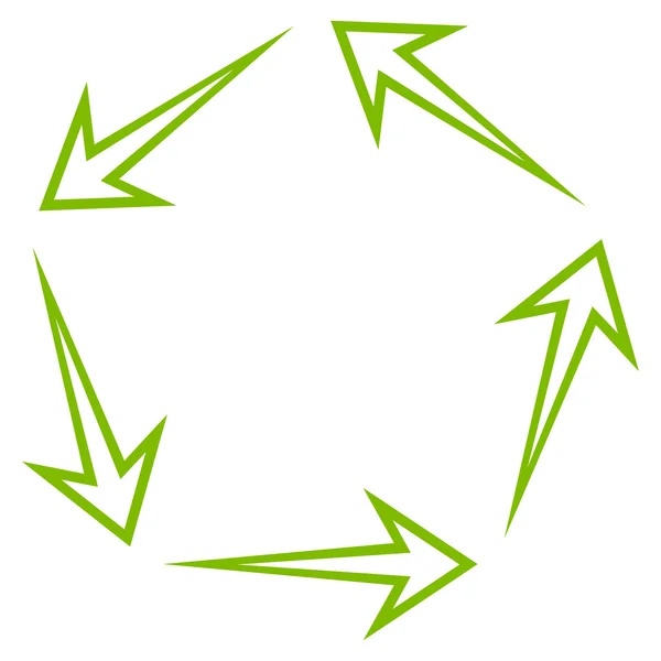 Pět recyklovat kontury Vektorové ikonu šipky — Stockový vektor