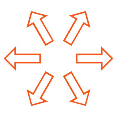 Radyal okları satırı vektör simgesi ince