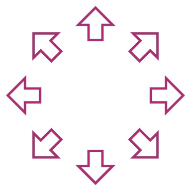 Radyal okları satırı vektör simgesi ince