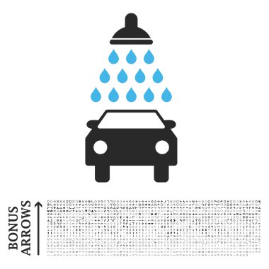 Bonus ile araba duş düz vektör simgesi