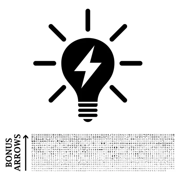 Electric Light Bulb platt vektor ikon med Bonus — Stock vektor